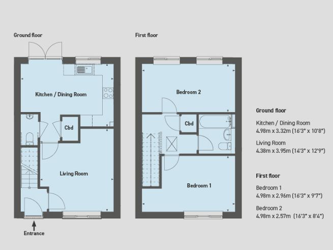 Floor plan, 2 bedroom house  - artist's impression subject to change